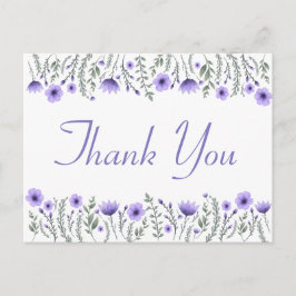 Bloemen Paarse dank u bloemen bruiloft feest Briefkaart