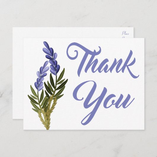 Bloemen Paarse Dank u Lavendel Flower Note Kaart (Voorkant / Achterkant)