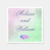 Bloemen Paarse en groene bruiloft perkament Servetten (Voorkant)