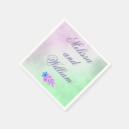 Bloemen Paarse en groene bruiloft perkament Servetten (Hoek)