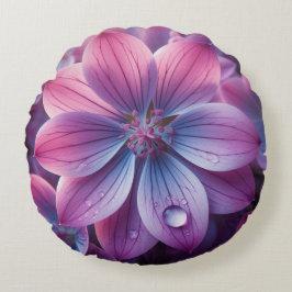 Bloemen Paarse en roze Lila bloemen Rond Kussen