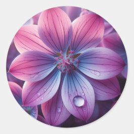 Bloemen Paarse en roze Lila bloemen Ronde Sticker