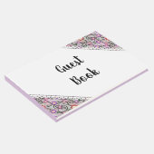 Bloemen Paarse en witte Faux Lace Land Gastenboek (Hoek)