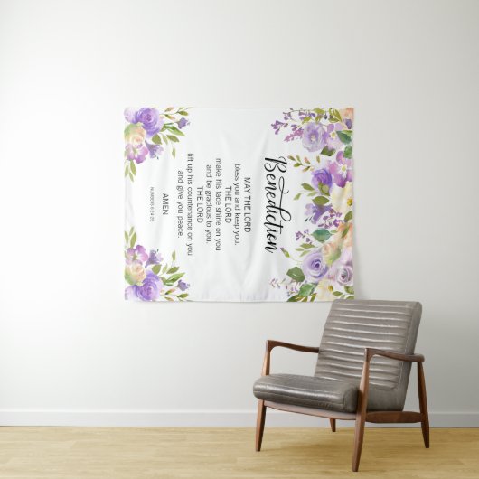 Bloemen Paarse GEBED Kerk Bruiloft ACHTERGROND Wandkleed (In Situ (horizontaal))