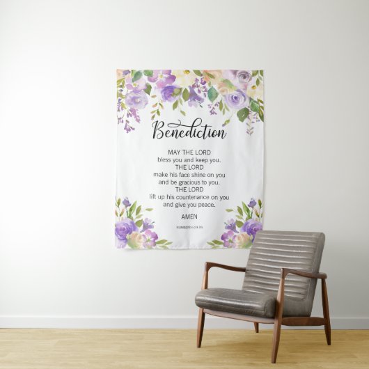 Bloemen Paarse GEBED Kerk Bruiloft ACHTERGROND Wandkleed (In situ)