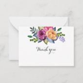Bloemen Paarse Geel Dank u eenvoudig Wit Notitiekaartje (Voorkant)