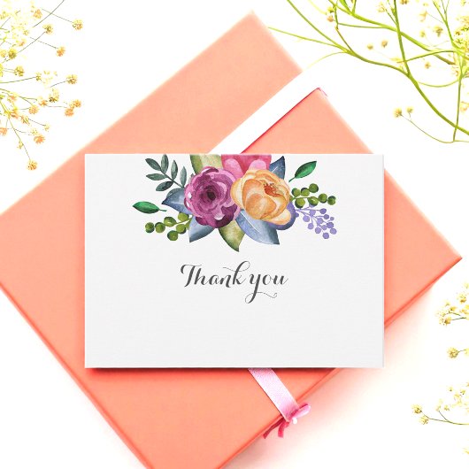 Bloemen Paarse Geel Dank u eenvoudig Wit Notitiekaartje