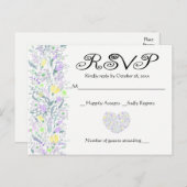 Bloemen Paarse & Gele RSVP Trouwbloemen Uitnodiging Briefkaart (Voorkant / Achterkant)