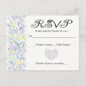 Bloemen Paarse & Gele RSVP Trouwbloemen Uitnodiging Briefkaart (Voorkant)