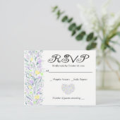 Bloemen Paarse & Gele RSVP Trouwbloemen Uitnodiging Briefkaart (Staand voorkant)