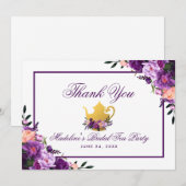 Bloemen Paarse gouden bruids thee party dank u Bedankkaart (Voorkant / Achterkant)
