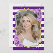 Bloemen Paarse gouden foto 50ste verjaardag Kaart (Achterkant)