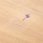 Bloemen Paarse Gouden Rozen Kruis Meisje Doop Acryl Uitnodigingen (Laagn)