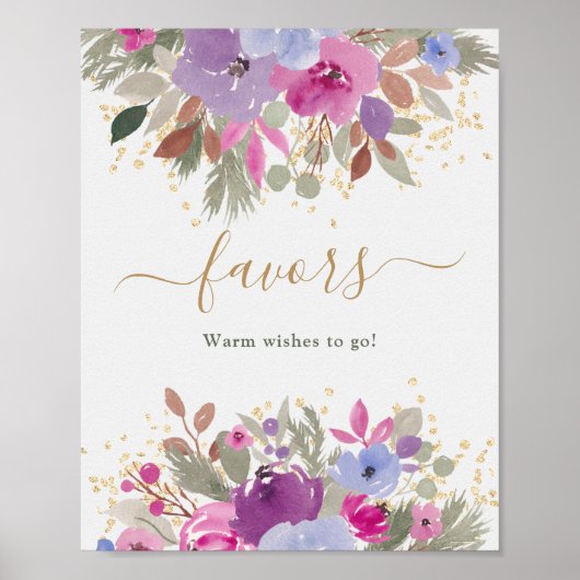 Bloemen Paarse gouden winter gunsten vrijgezellenf Poster (Voorkant)