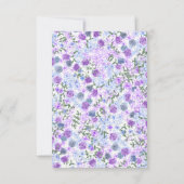 Bloemen Paarse & Grijze bruiloft RSVP Kaart (Achterkant)