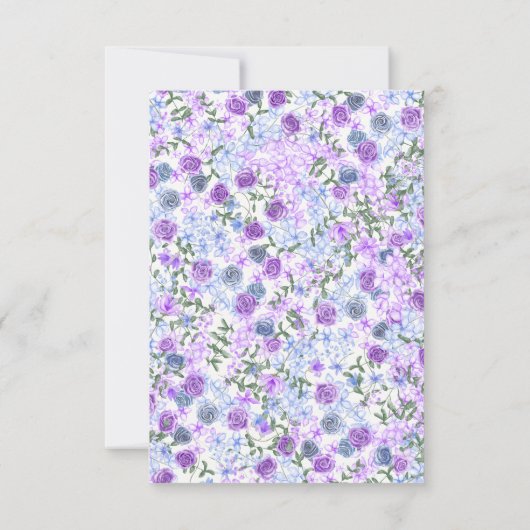 Bloemen Paarse & Grijze bruiloft RSVP Kaart (Achterkant)