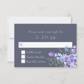 Bloemen Paarse & Grijze Kalligrafie Trouwen RSVP K (Voorkant)
