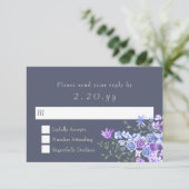 Bloemen Paarse & Grijze Kalligrafie Trouwen RSVP K (Staand voorkant)