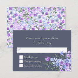 Bloemen Paarse & Grijze Kalligrafie Trouwen RSVP K