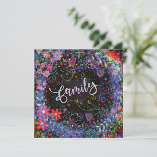 Bloemen Paarse grillige familie Bedankkaart