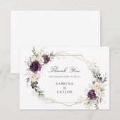 Bloemen Paarse groen bruiloft dank u kaart (Voorkant / Achterkant)