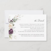 Bloemen Paarse groen bruiloft details invoegen Kaart (Voorkant)