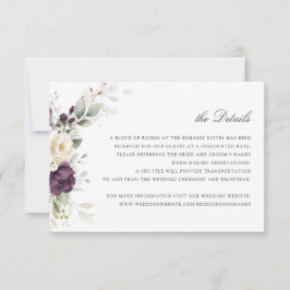 Bloemen Paarse groen bruiloft details invoegen Kaart