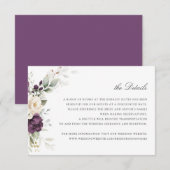 Bloemen Paarse groen bruiloft details invoegen Kaart (Voorkant / Achterkant)