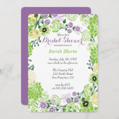 Bloemen Paarse & Groene Bloemkrans Uitnodiging (Voorkant / Achterkant)