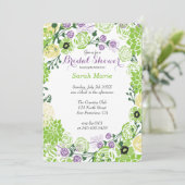 Bloemen Paarse & Groene Bloemkrans Uitnodiging (Staand voorkant)