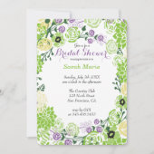 Bloemen Paarse & Groene Bloemkrans Uitnodiging (Voorkant)