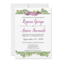 Bloemen Paarse & groene Waterverf bladeren