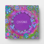 Bloemen Paarse Hart Boho EEN WOORD Fotoplaat (Voorkant)