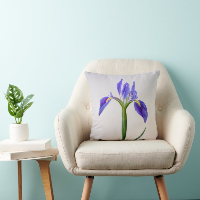 Bloemen | Paarse Iris-ventilator Kussen (Stoel)