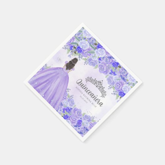 Bloemen Paarse jurk prinses Tiara Quinceanera Servet (Hoek)