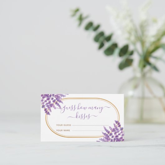 Bloemen Paarse lavendel hoeveel kisses bruids spel Informatiekaartje (Staand voorkant)