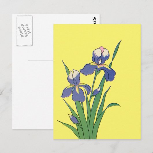  bloemen, Paarse lentestuin Iris bloemen Briefkaart (Voorkant / Achterkant)