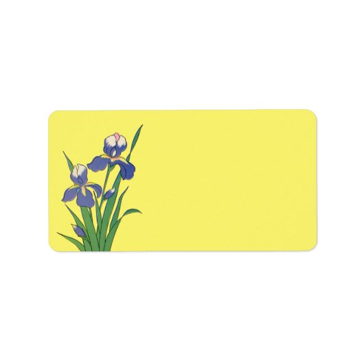 bloemen, Paarse lentestuin Iris bloemen Etiket (Voorkant)