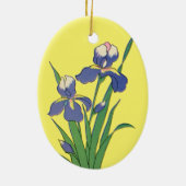  bloemen, Paarse lentestuin Iris bloemen Keramisch Ornament (Achterkant)