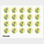 bloemen, Paarse lentestuin Iris bloemen Ronde Sticker (Vel)