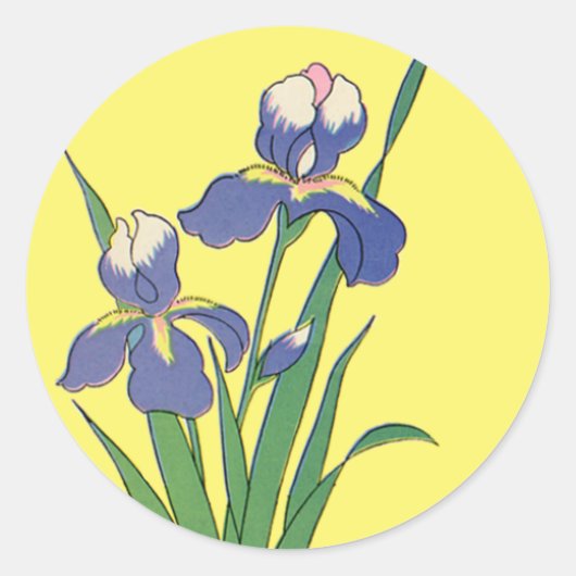 bloemen, Paarse lentestuin Iris bloemen Ronde Sticker (Voorkant)