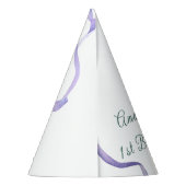 Bloemen paarse lint eerste verjaardag feest feesthoedjes (Achterkant)