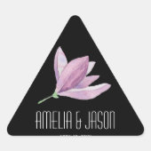 Bloemen Paarse Magnolia op zwart Sticker (Voorkant)