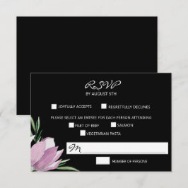 Bloemen Paarse Magnolia Waterverf RSVP Kaartje