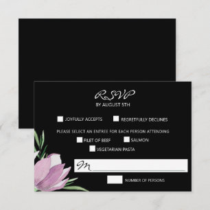 Bloemen Paarse Magnolia Waterverf RSVP Kaartje