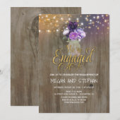 Bloemen Paarse Mason Jar Rustieke Verlovingsfeest Kaart (Voorkant / Achterkant)