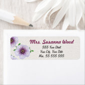 Bloemen Paarse naam op witte structuur Etiket (Insitu)