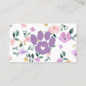Bloemen Paarse Pet Sitter Grooming Paw Visitekaartje (Achterkant)