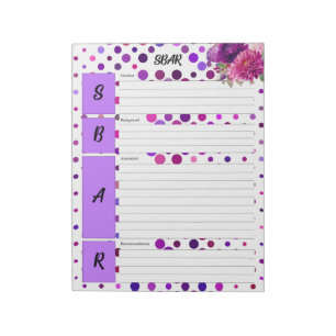 Bloemen Paarse Polka Dots _ SBAR Temp Notitieblok