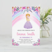 Bloemen Paarse Prinses Verjaardagsuitnodigingen Kaart (Staand voorkant)